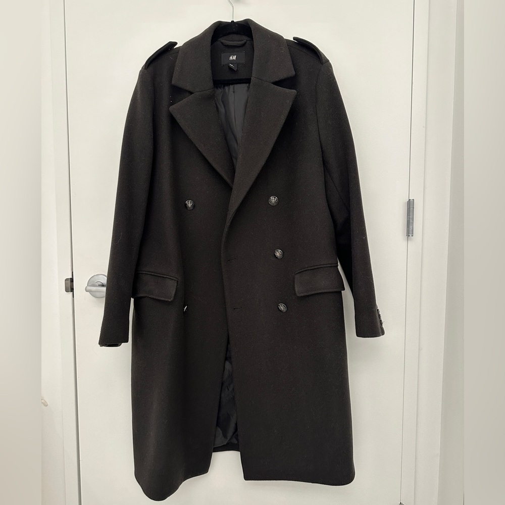 H&M green mens long coat